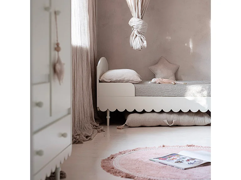 Letto Wood Luck Babushka 90x200 con rete a doghe Bianco