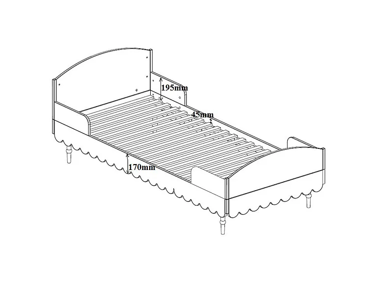 Letto Wood Luck Babushka 90x200 con rete a doghe Bianco