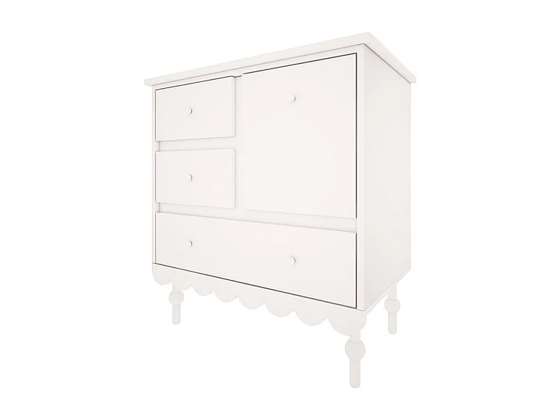 Commode 3 tiroirs 1 porte Babushka Blanc