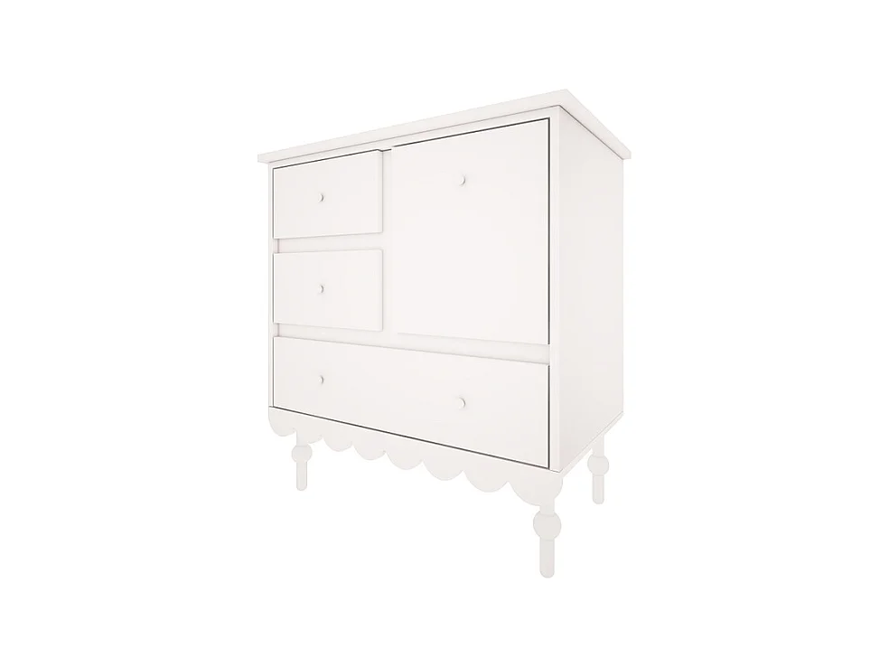 Commode 3 tiroirs 1 porte Babushka Blanc