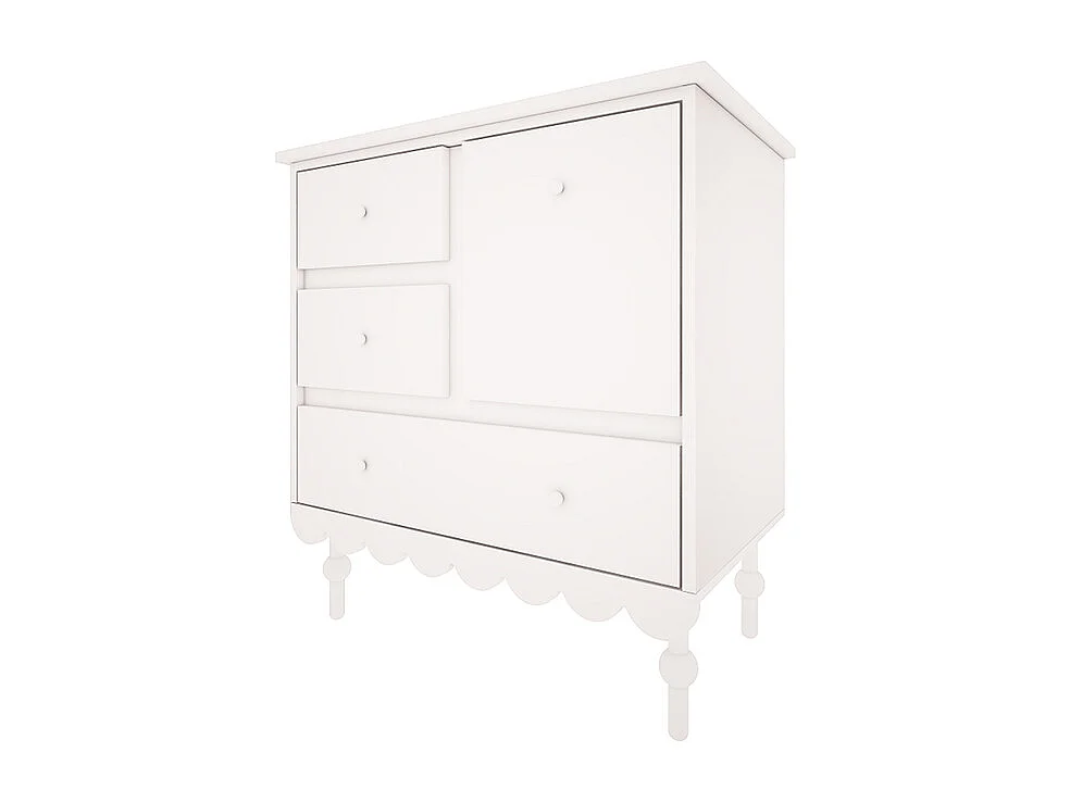Commode 3 tiroirs 1 porte Babushka Blanc