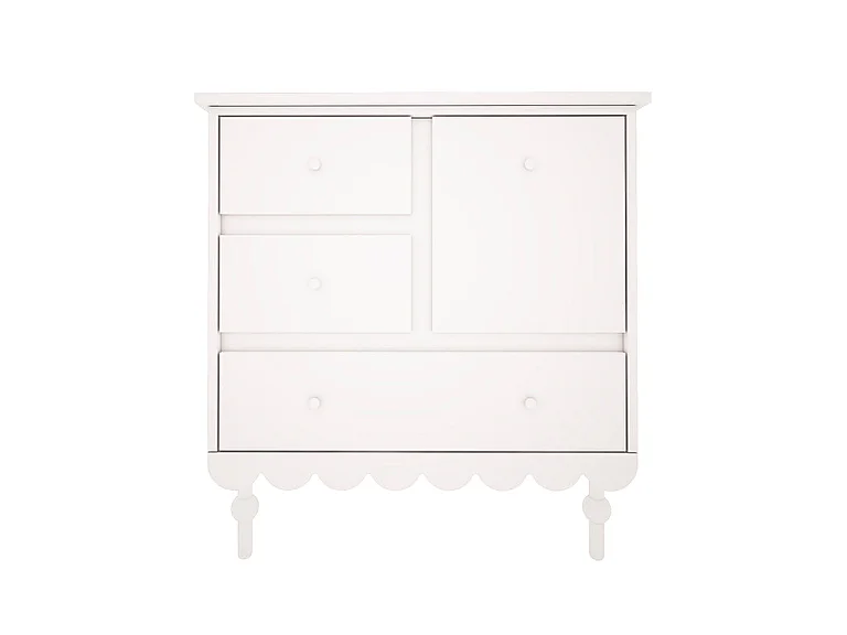 Commode 3 tiroirs 1 porte Babushka Blanc