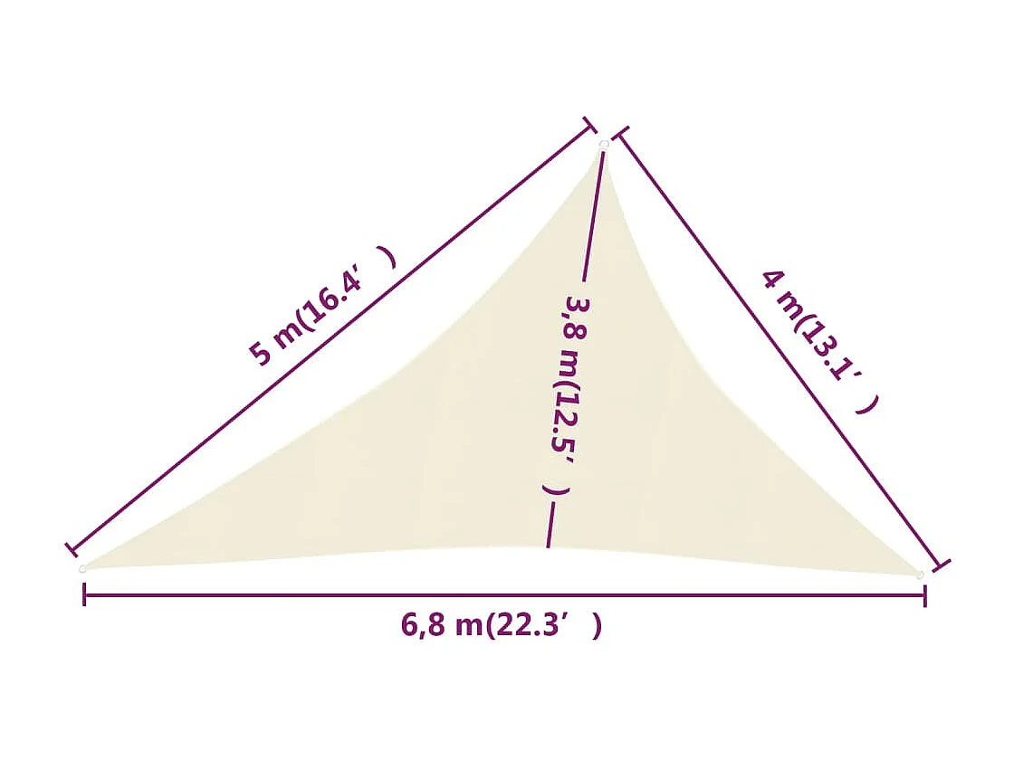 Voile toile d'ombrage parasol crème 400 x 500 x 680 cm 02_0009098