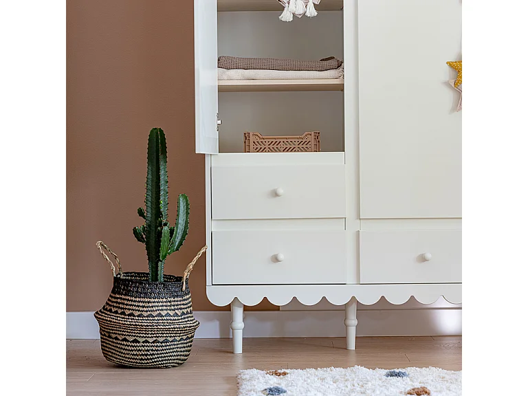 Armoire 3 portes 3 tiroirs Babushka Blanc