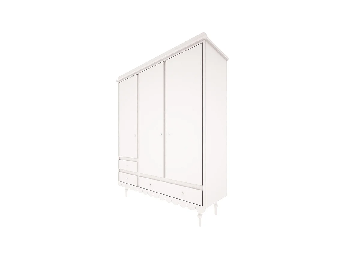 Armoire 3 portes 3 tiroirs Babushka Blanc