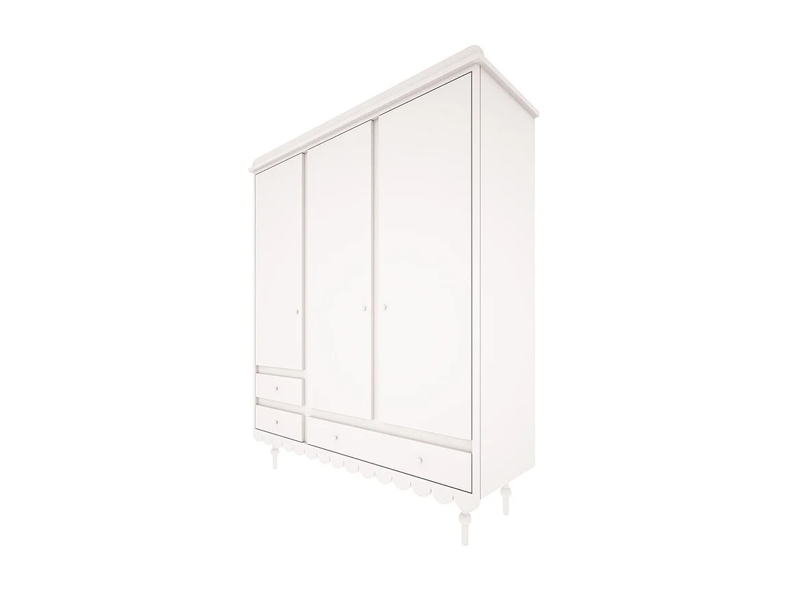 Armoire 3 portes 3 tiroirs Babushka Blanc