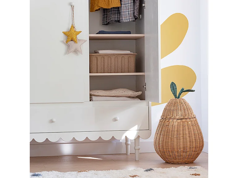 Armoire 3 portes 3 tiroirs Babushka Blanc