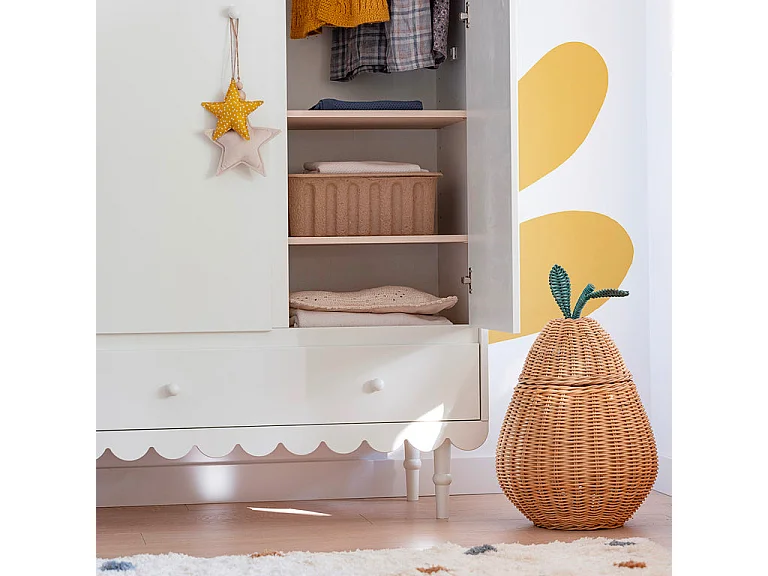 Armoire 3 portes 3 tiroirs Babushka Blanc