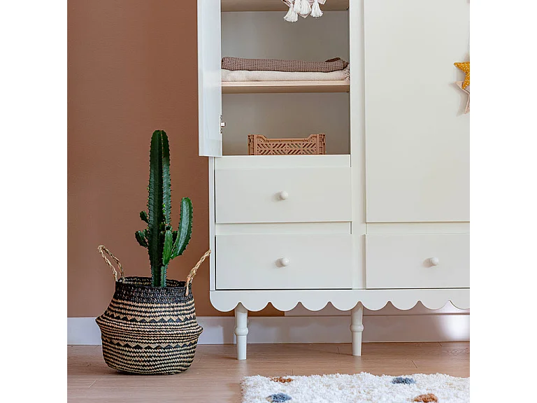 Armoire 3 portes 3 tiroirs Babushka Blanc