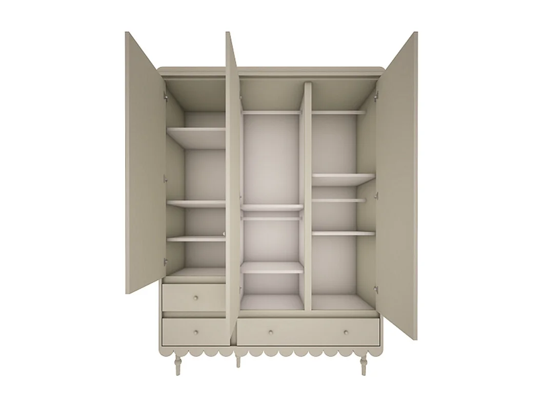 Armoire 3 portes 3 tiroirs Babushka Olive