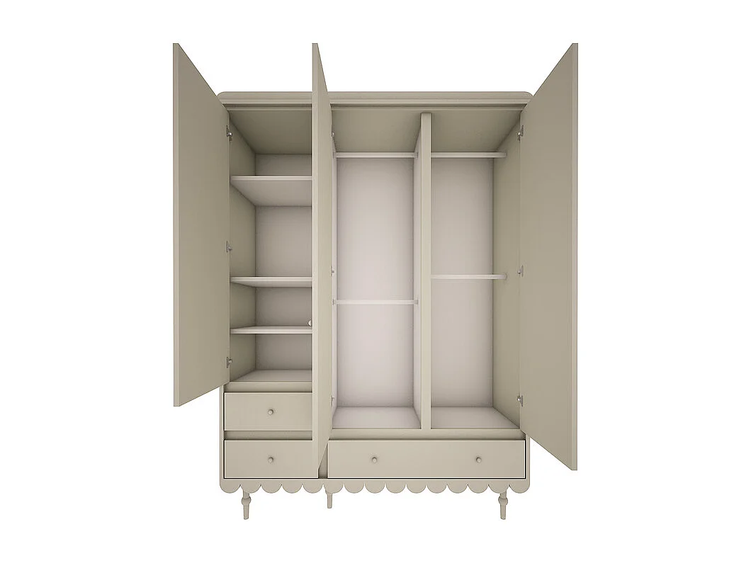 Armoire 3 portes 3 tiroirs Babushka Olive