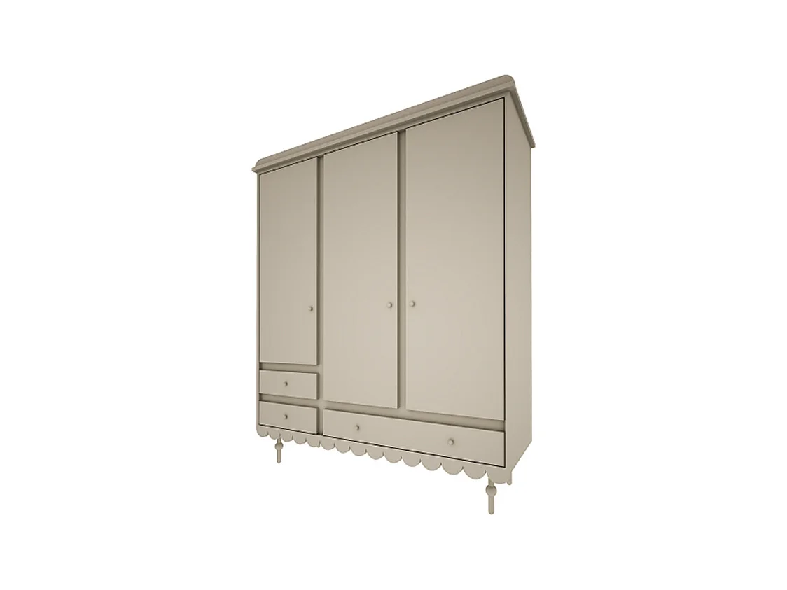 Armoire 3 portes 3 tiroirs Babushka Olive