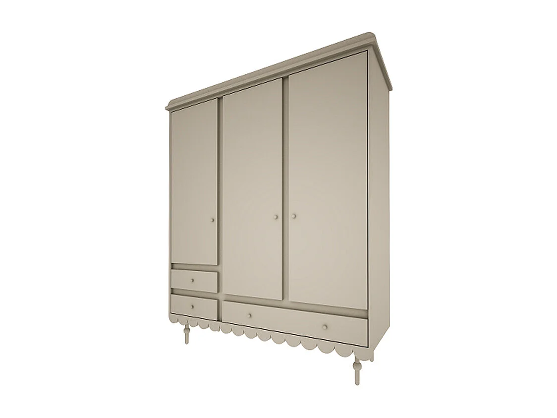 Armoire 3 portes 3 tiroirs Babushka Olive