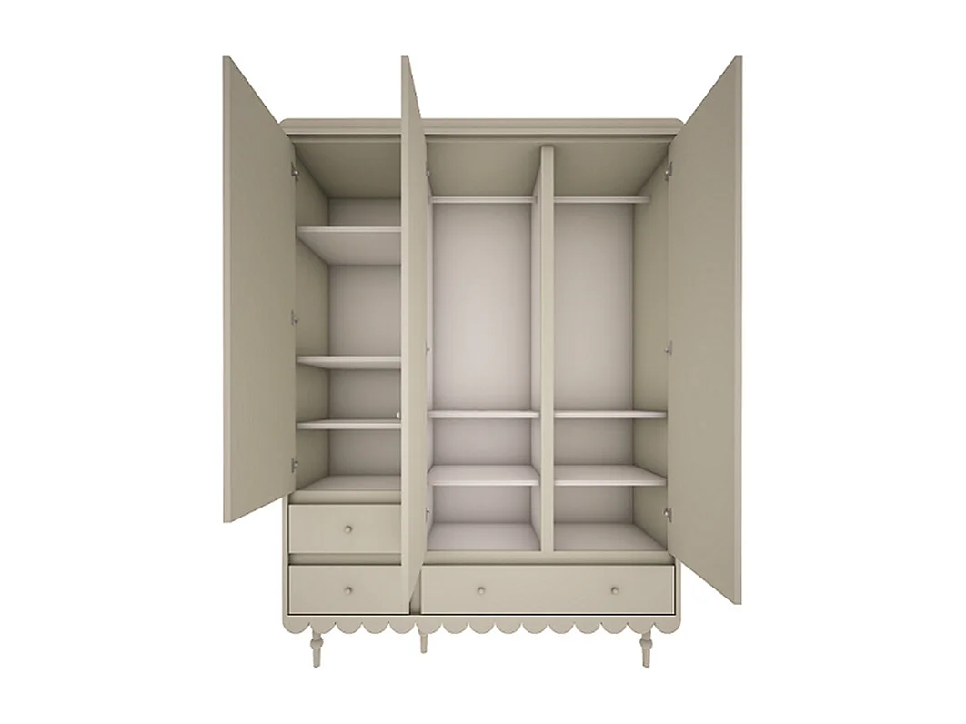 Armoire 3 portes 3 tiroirs Babushka Olive