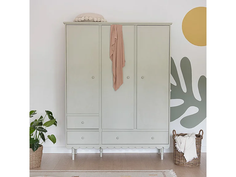 Armoire 3 portes 3 tiroirs Babushka Olive