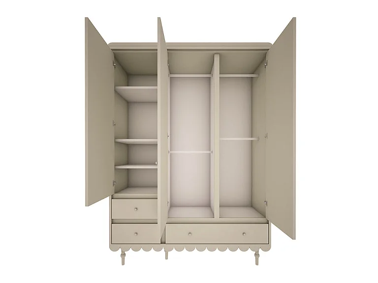 Armoire 3 portes 3 tiroirs Babushka Olive