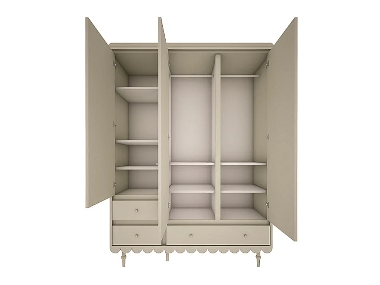 Armoire 3 portes 3 tiroirs Babushka Olive