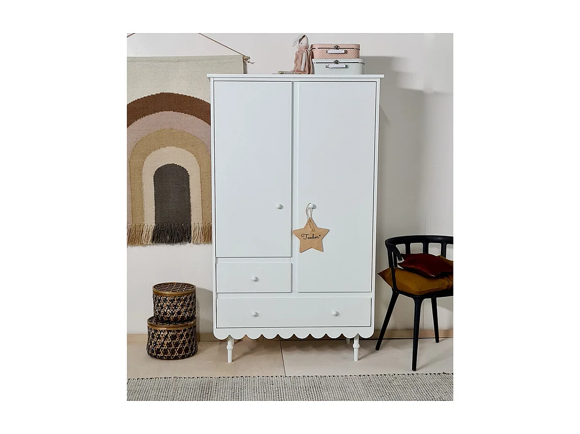 Armoire 2 portes 2 tiroirs Babushka Blanc