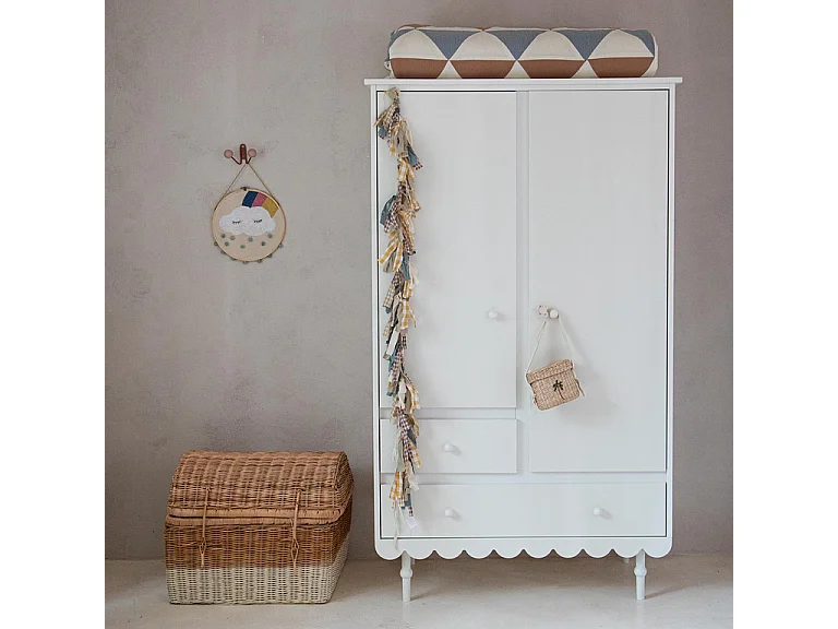 Armoire 2 portes 2 tiroirs Babushka Blanc