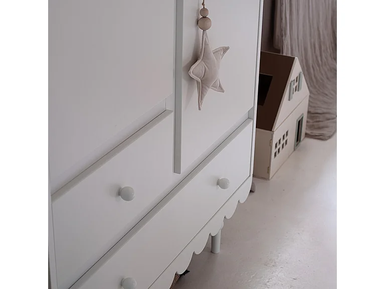 Armoire 2 portes 2 tiroirs Babushka Blanc