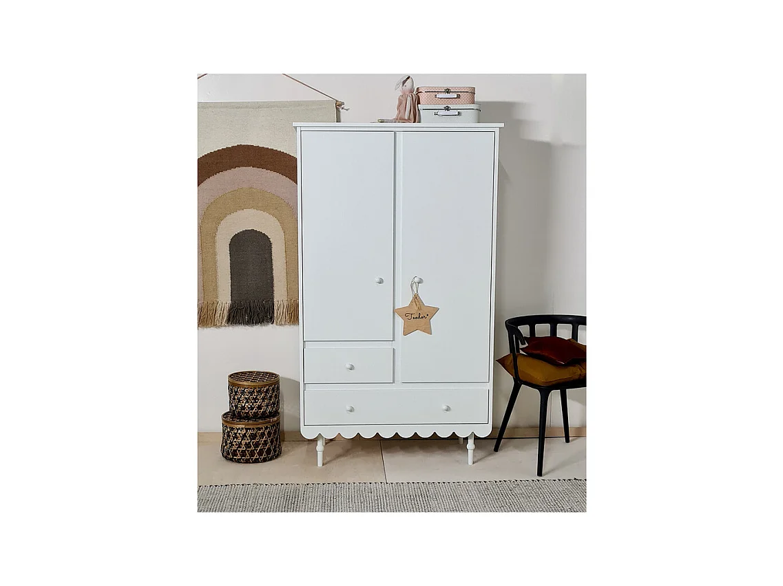 Armoire 2 portes 2 tiroirs Babushka Blanc