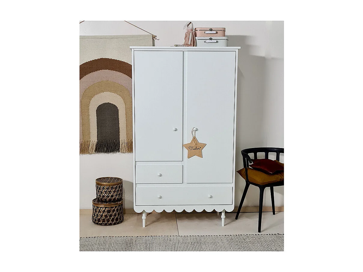 Armoire 2 portes 2 tiroirs Babushka Blanc