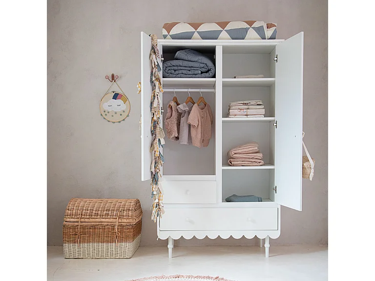 Armoire 2 portes 2 tiroirs Babushka Blanc