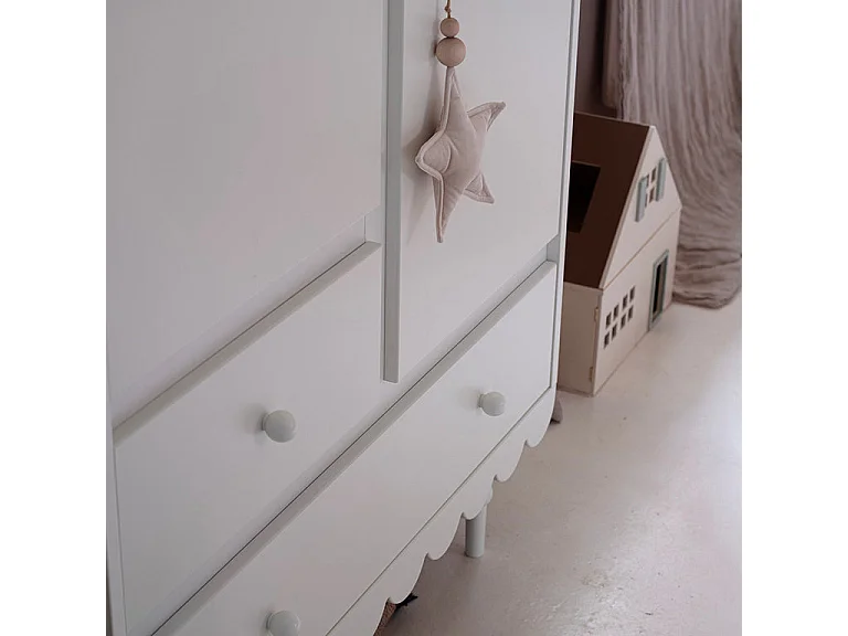 Armoire 2 portes 2 tiroirs Babushka Blanc