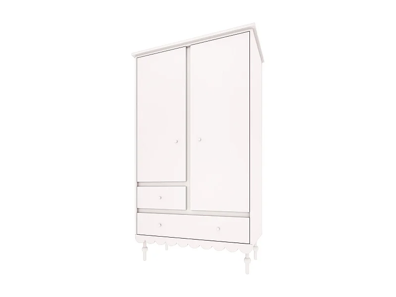 Armoire 2 portes 2 tiroirs Babushka Blanc