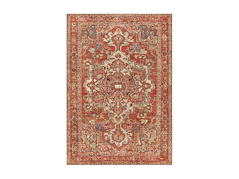tapis salon 120x160 tissé orange rectangle motif oriental VIVACE 4