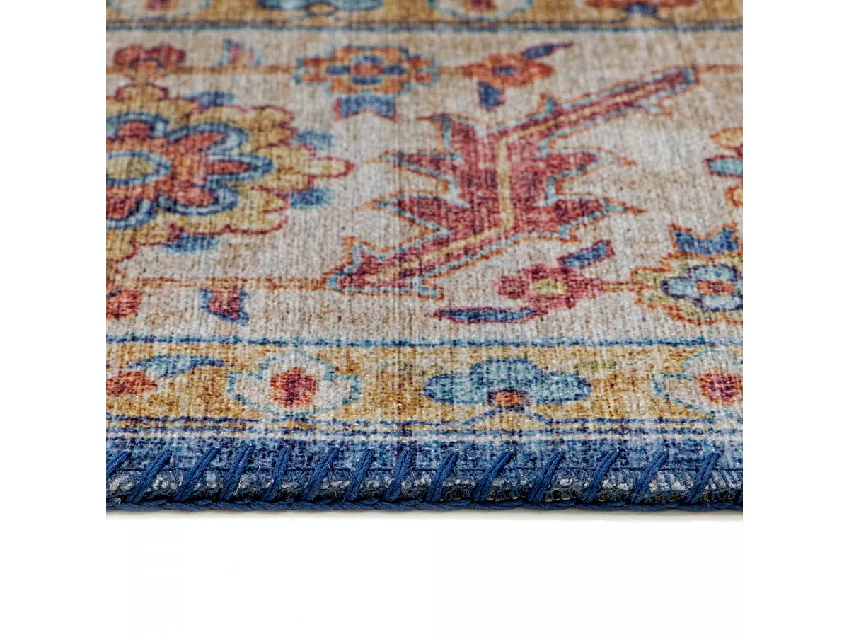 tapis grand salon 200x290 tissé bleu et marron rectangle motif oriental VIVACE 1