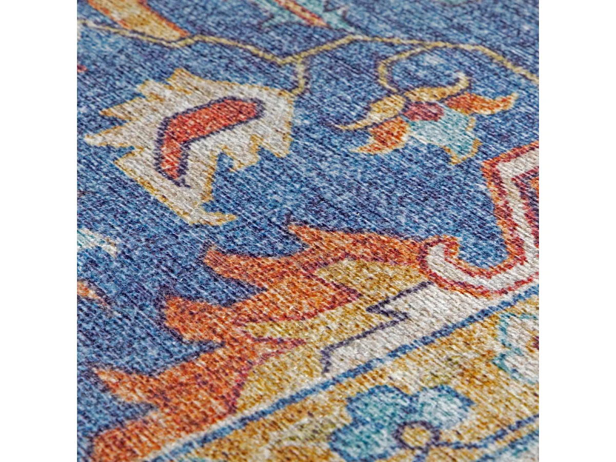 tappeto da soggiorno grande 200x290 tessuto rettangolo blu e marrone motivo orientale VIVACE 1