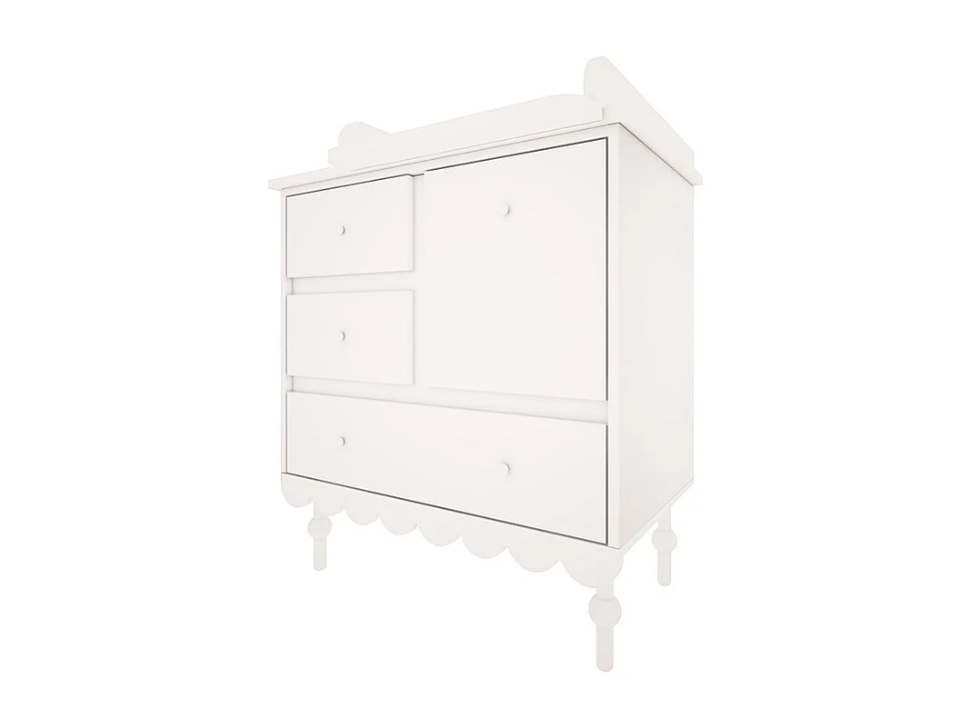 Chambre complète lit évolutif 70x140 commode à langer et armoire 2 portes Babushka Blanc