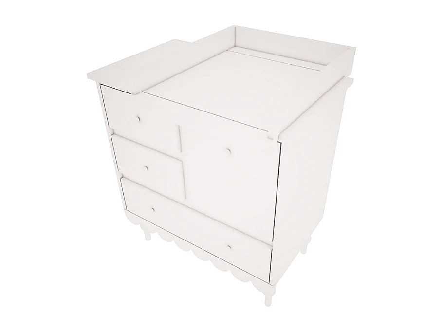 Chambre complète lit évolutif 70x140 commode à langer et armoire 2 portes Babushka Blanc