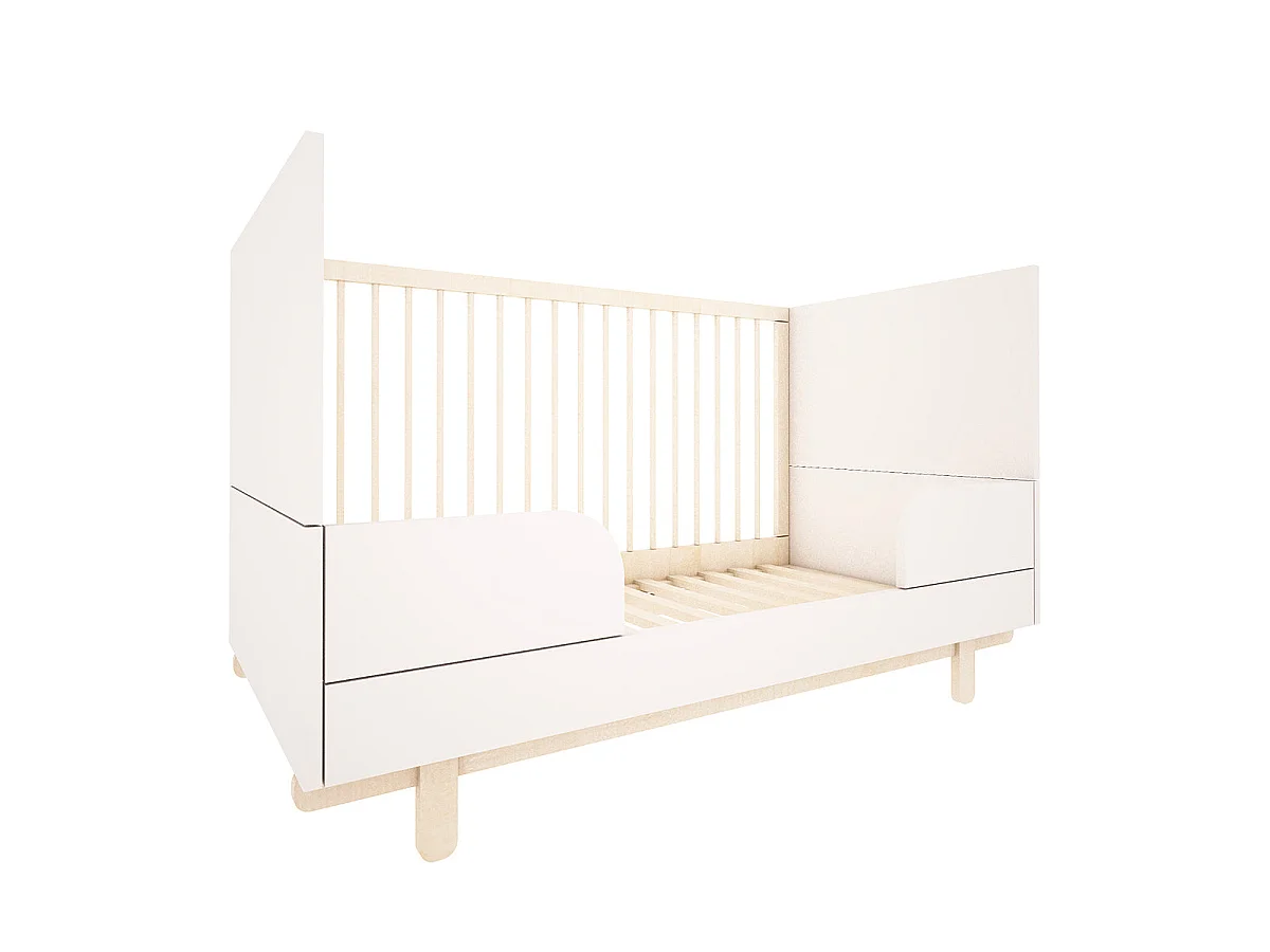 Lit évolutif 70x140 et armoire 2 portes Romy - Blanc