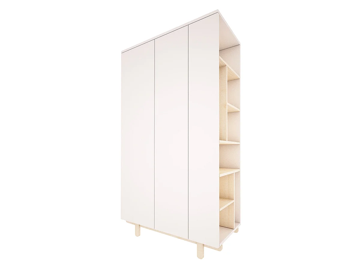 Lit évolutif 70x140 et armoire 2 portes Romy - Blanc