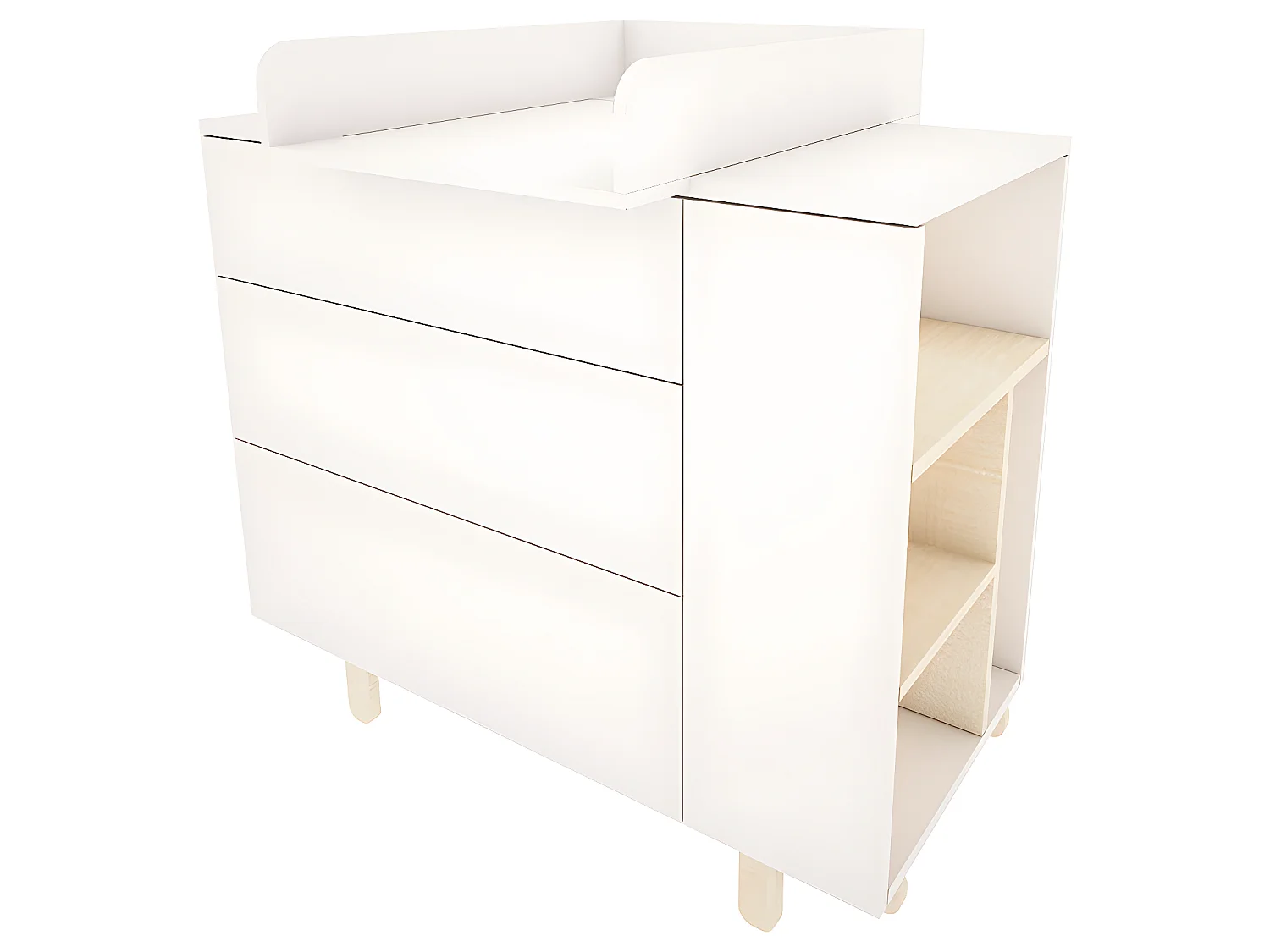 Chambre complète lit évolutif 70x140 commode à langer et armoire 2 portes Romy - Blanc