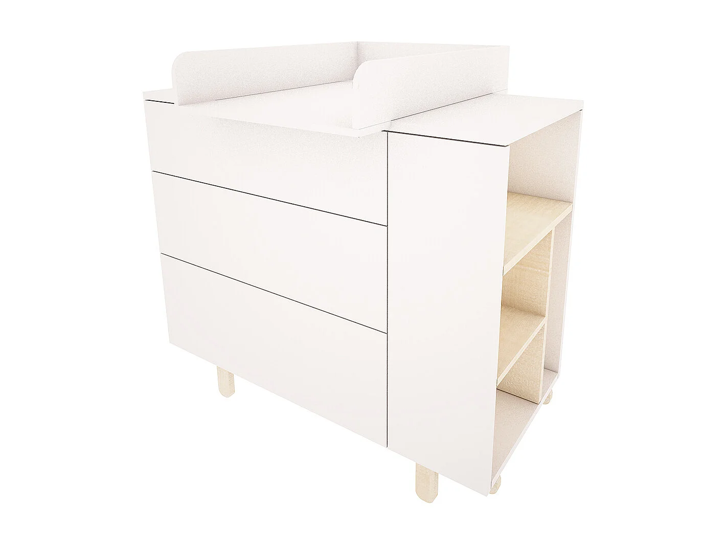 Chambre complète lit évolutif 70x140 commode à langer et armoire 2 portes Romy - Blanc