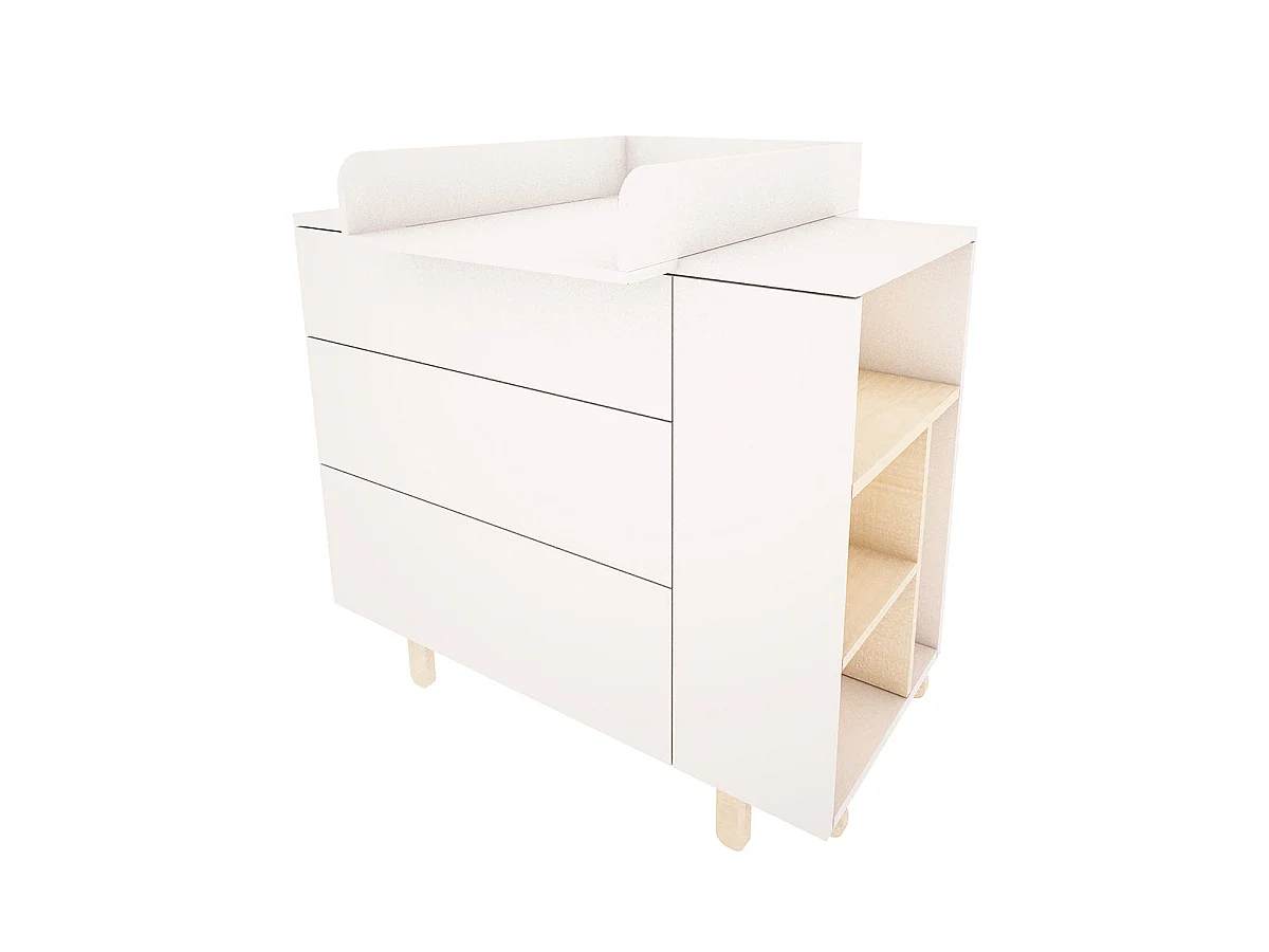 Chambre complète lit évolutif 70x140 commode à langer et armoire 2 portes Romy - Blanc