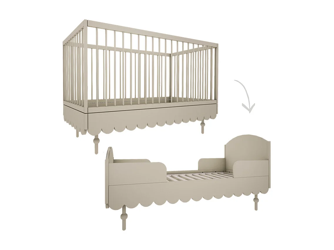 Lit évolutif 70x140 et commode 3 tiroirs Babushka Olive