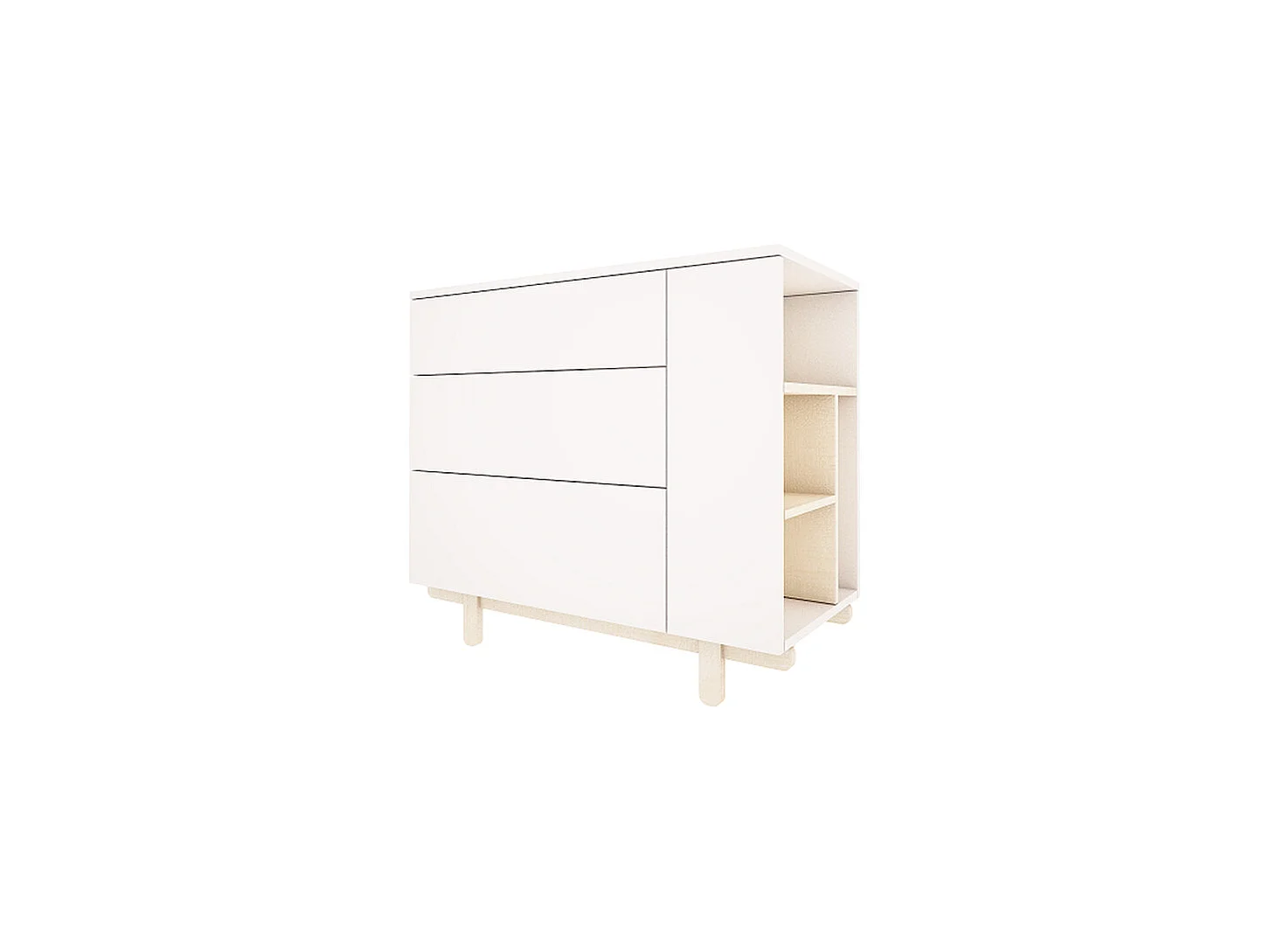 Lit évolutif 70x140 et commode 3 tiroirs Romy - Blanc