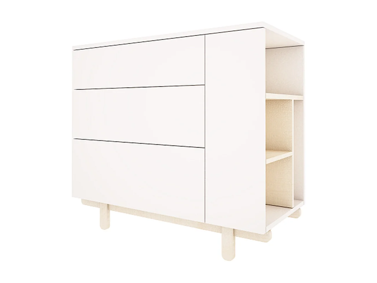 Lit évolutif 70x140 et commode 3 tiroirs Romy - Blanc
