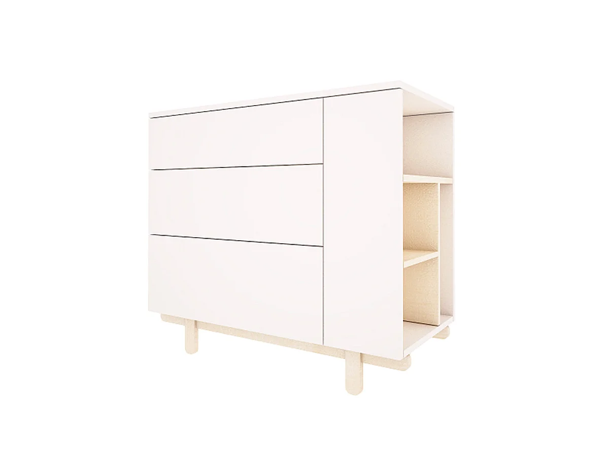Lit évolutif 70x140 et commode 3 tiroirs Romy - Blanc