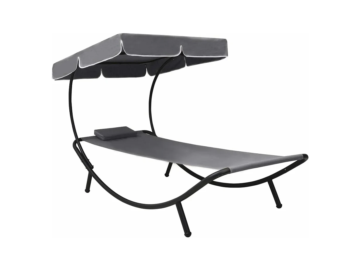 Lit de repos transat grise 200 x 90 x 112 cm 02_0012006