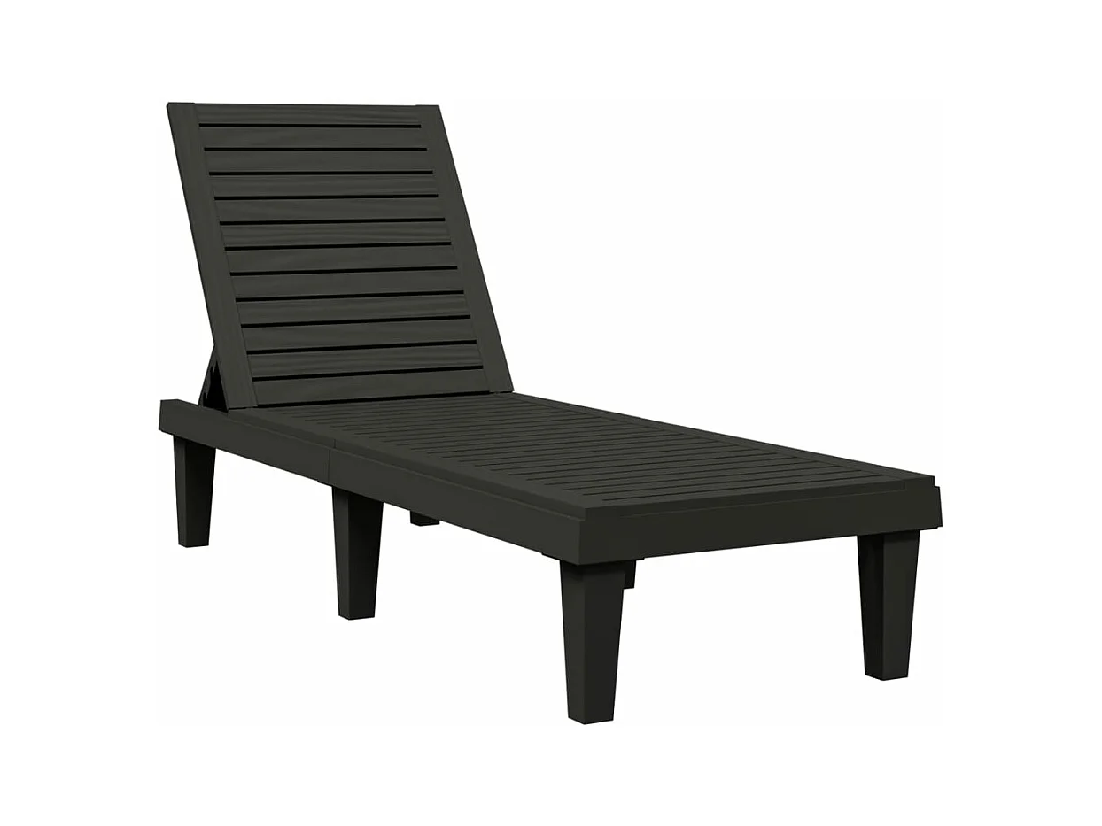 Espreguiçadeira espreguiçadeira para banhos de sol cama de jardim terraço móveis de exterior 155 x 58 x 83 cm polipropileno preto 02_0012783