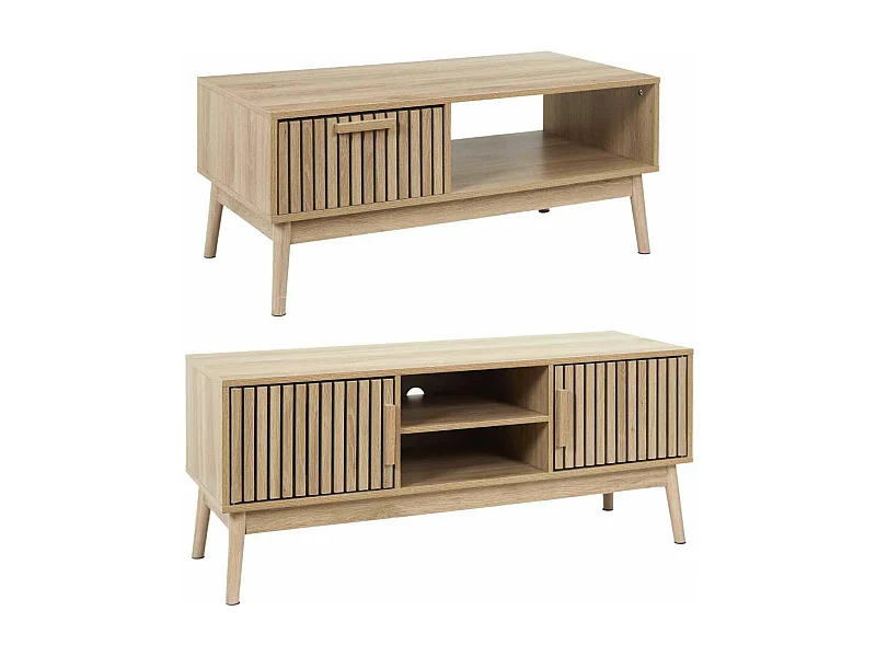 Set meuble TV et table basse en bois Klaus