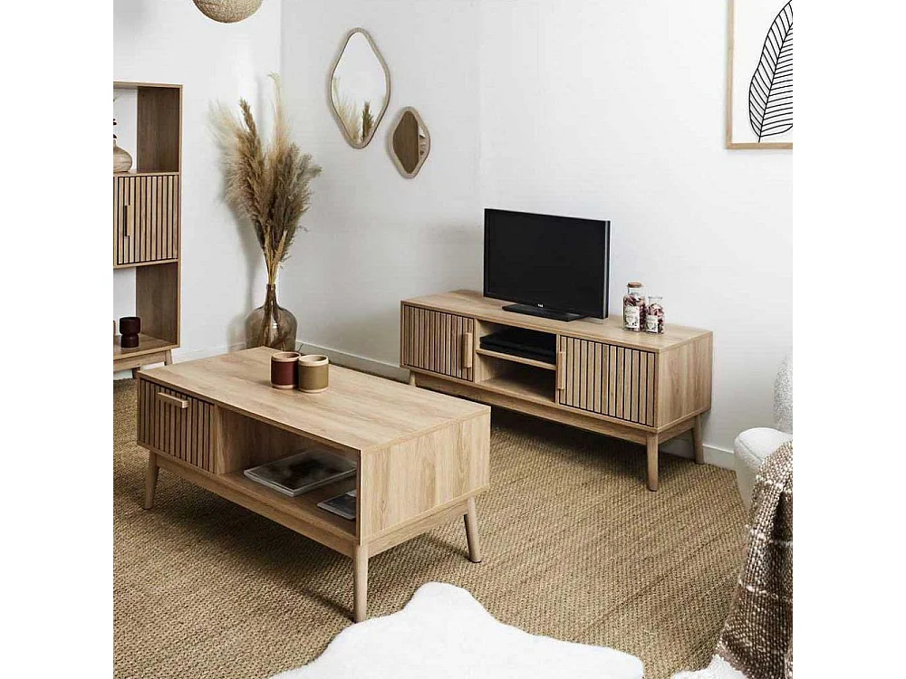 Set meuble TV et table basse en bois Klaus