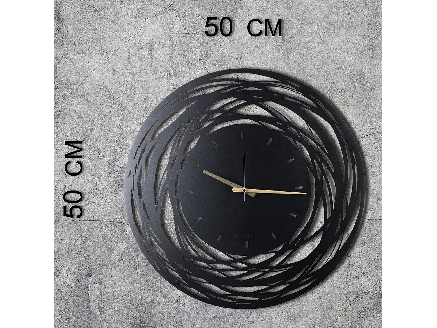 Horloge en métal décorative avec style "rotations" 50x50, 100%metal