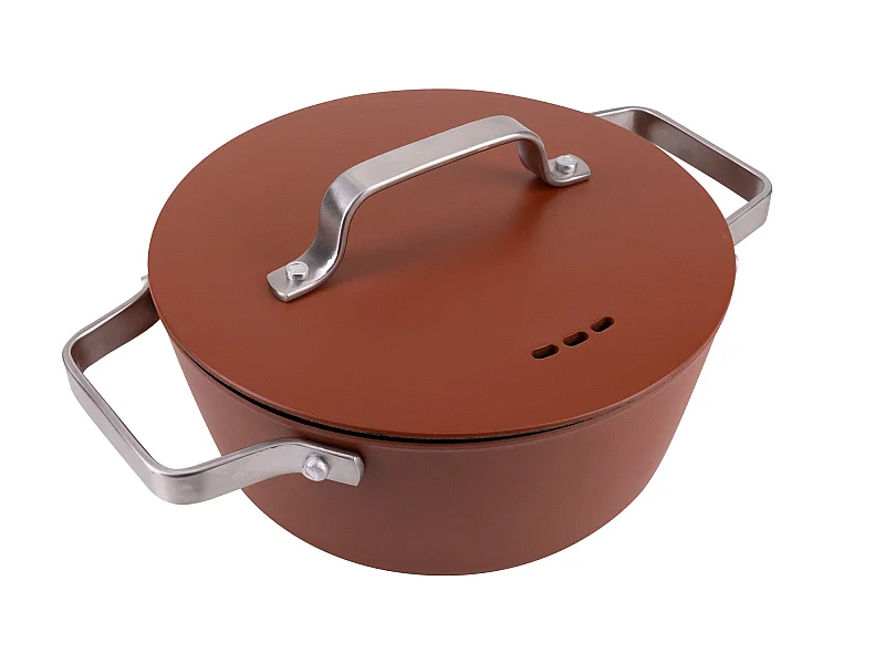 Cocotte 20x8,5cm ind en aluminium forgé avec couvercle agros, 2litres
