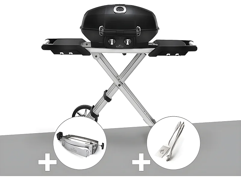Barbecue à gaz Travel Q Pro 285X + Rôtissoire + Ensemble 2 ustensiles - Napoleon